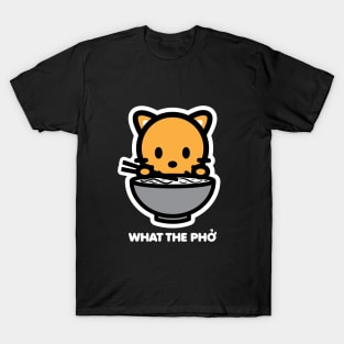 Cat Kitten What The Pho Ramen Noodles Food Animal Lover Cute T-Shirt